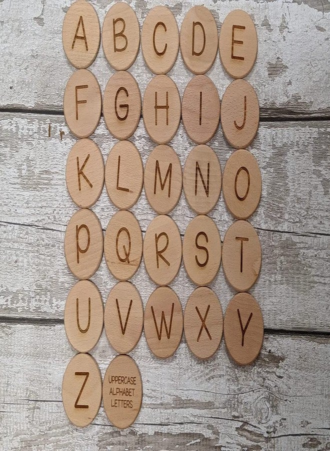 Haoser Alphabet A-Z Uppercase Lowercase Discs and Tokens - Montessori Toys - Flashcards - Wooden Toy - Learning Discs - Story Discs Play - Image 1